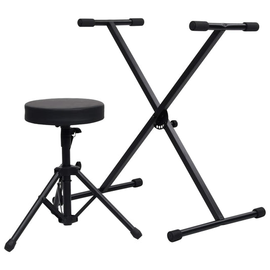 Keyboardständer und Hocker Set Schwarz - Premium Musikerstühle & -hocker  - Just €70.09! Shop now at homesales4u