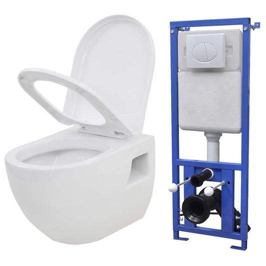 Hänge-Toilette mit Einbau-Spülkasten Keramik Weiß - Premium Toiletten  - Just €414.85! Shop now at homesales4u