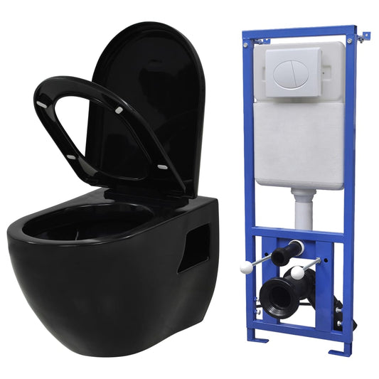 Hänge-Toilette mit Einbau-Spülkasten Keramik Schwarz - Premium Toiletten  - Just €446.30! Shop now at homesales4u
