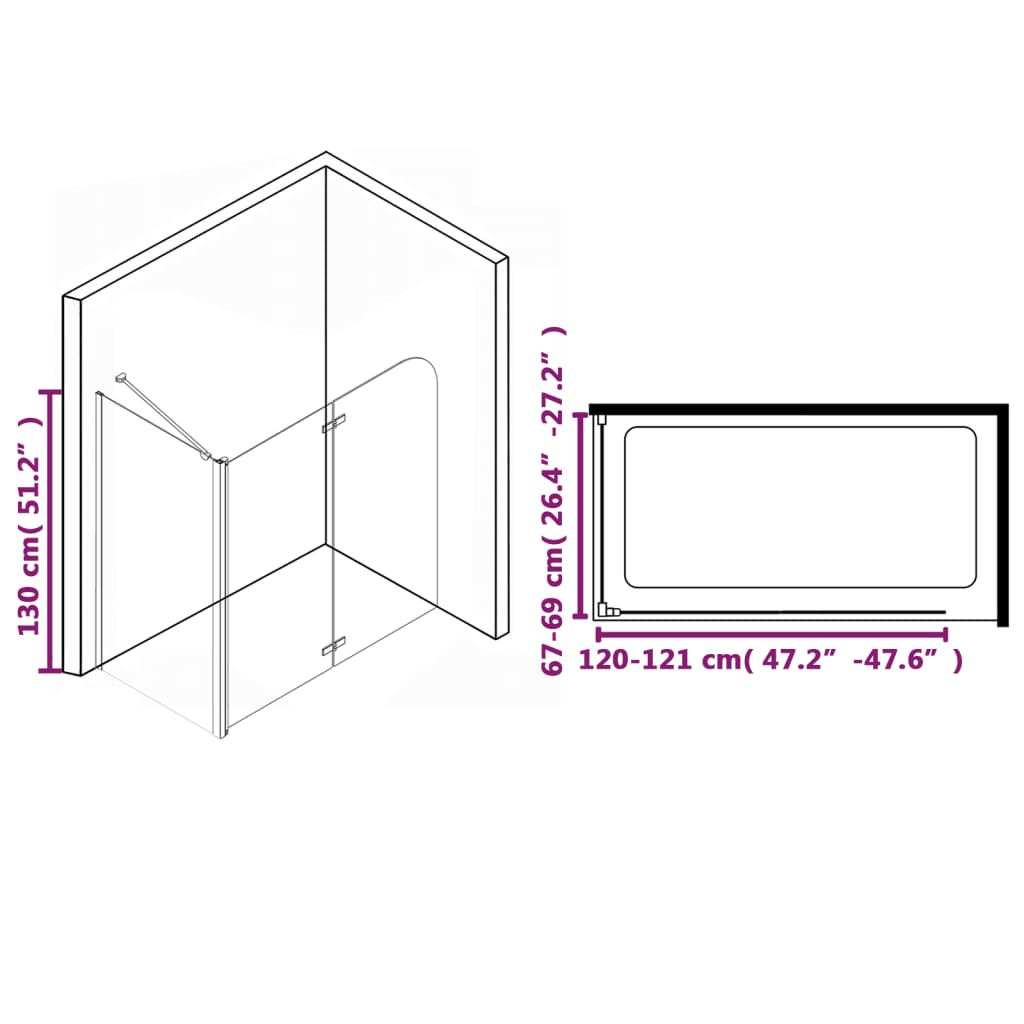 Badewannenaufsatz 2-fach Faltbar ESG 120x68x130 cm - Premium Duschkabinen & -türen  - Just €312.23! Shop now at homesales4u