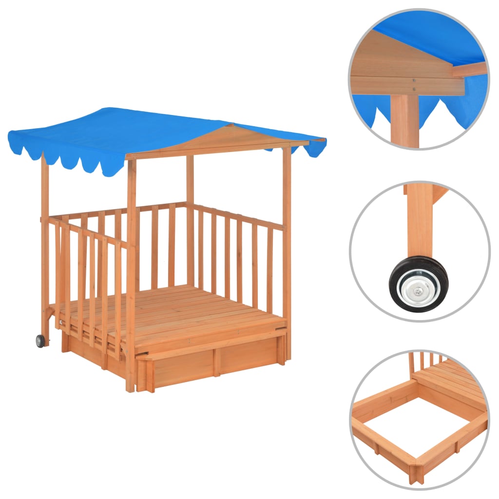 Kinderspielhaus mit Sandkasten Tannenholz Blau UV50 - Premium Sandkästen  - Just €266.92! Shop now at homesales4u