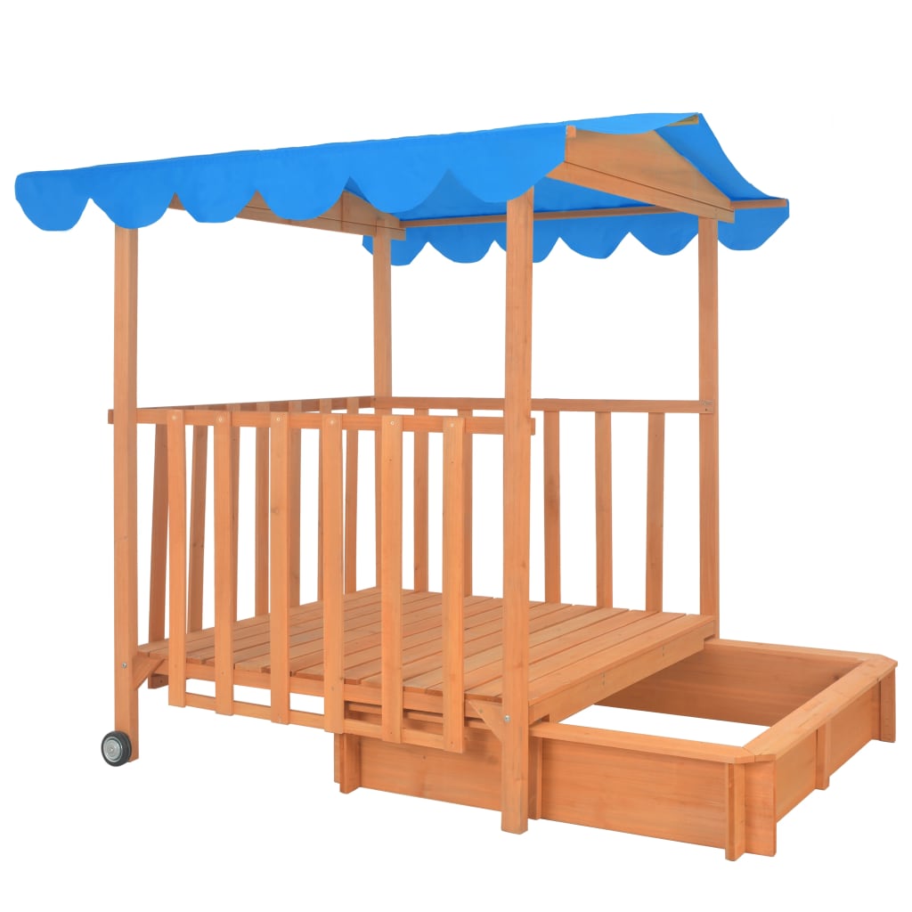 Kinderspielhaus mit Sandkasten Tannenholz Blau UV50 - Premium Sandkästen  - Just €266.92! Shop now at homesales4u