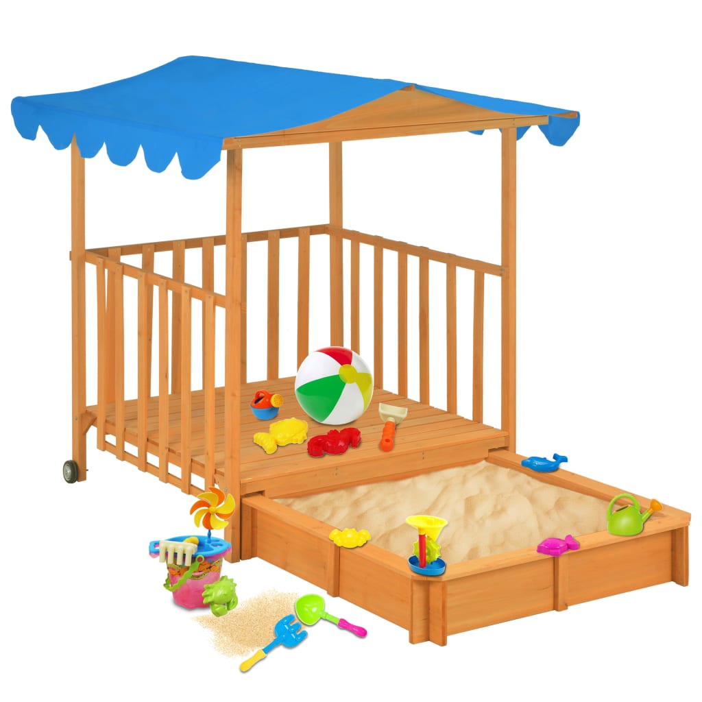 Kinderspielhaus mit Sandkasten Tannenholz Blau UV50 - Premium Sandkästen  - Just €266.92! Shop now at homesales4u