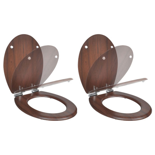 Toilettensitze 2 Stk. Deckel mit Absenkautomatik MDF Braun - Premium Toilettensitze  - Just €146.89! Shop now at homesales4u