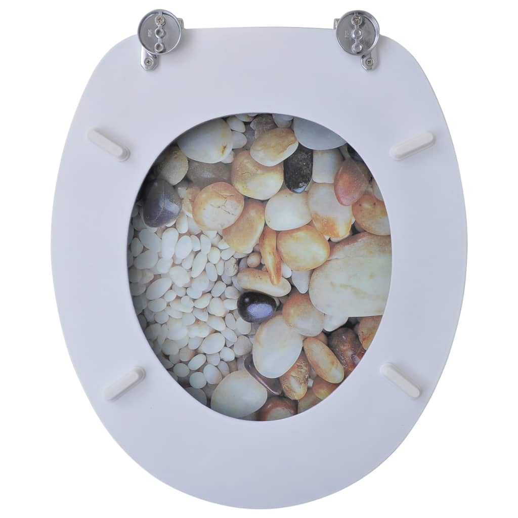 Toilettensitze mit Deckel 2 Stk. MDF Kieselsteine - Premium Toilettensitze  - Just €108.84! Shop now at homesales4u