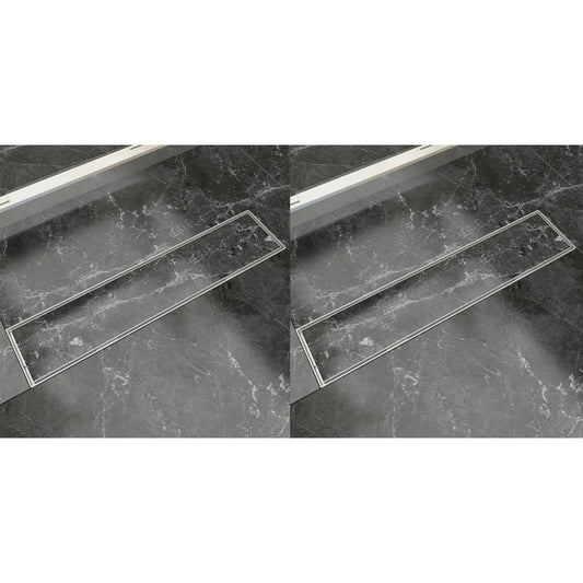 Lineare Duschrinnen 2 Stk. 530 x 140 mm Edelstahl - Premium Abflüsse  - Just €115.99! Shop now at homesales4u
