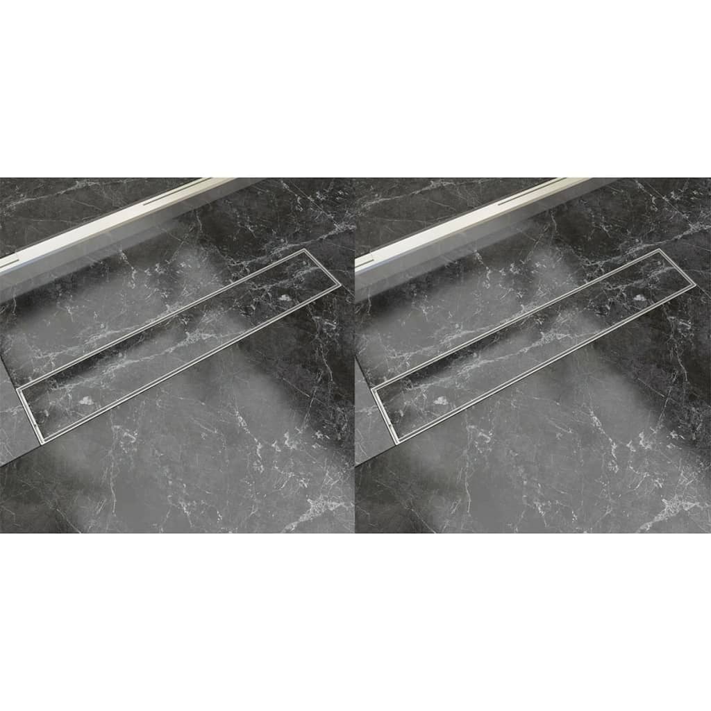 Lineare Duschrinnen 2 Stk. 630 x 140 mm Edelstahl - Premium Abflüsse  - Just €136.09! Shop now at homesales4u
