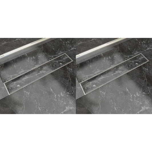 Lineare Duschrinnen 2 Stk. 630 x 140 mm Edelstahl - Premium Abflüsse  - Just €136.09! Shop now at homesales4u
