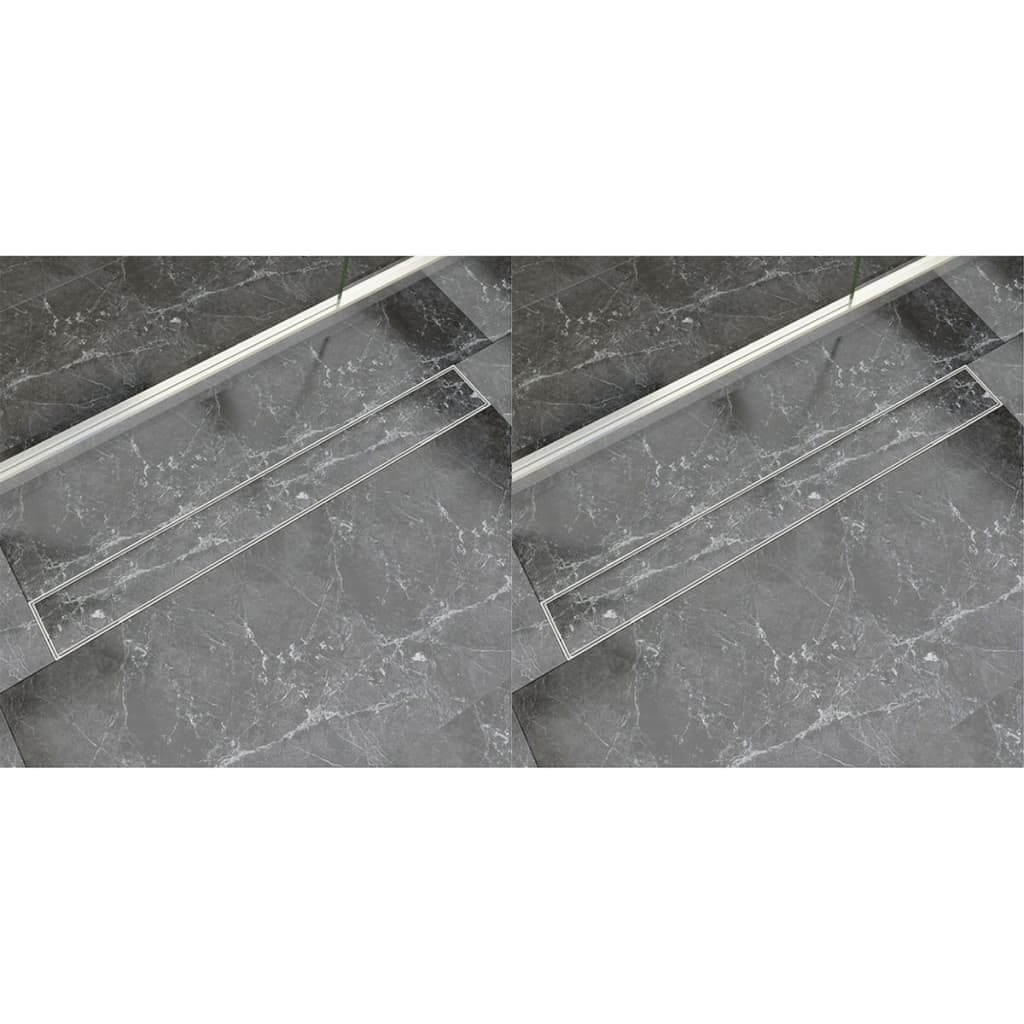 Lineare Duschrinnen 2 Stk. 930 x 140 mm Edelstahl - Premium Abflüsse  - Just €157.36! Shop now at homesales4u