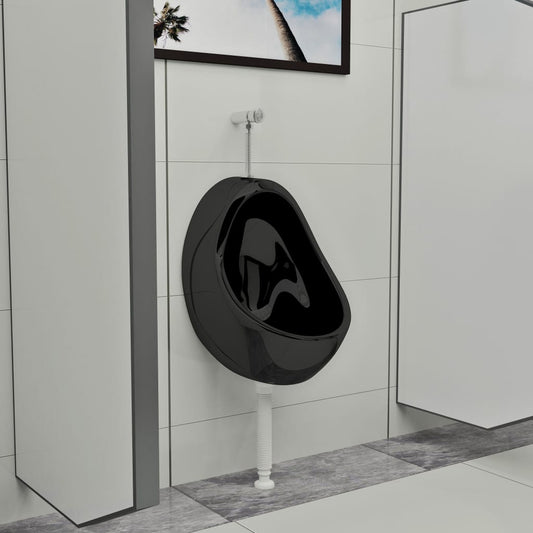 Wandurinal mit Spülventil Keramik Schwarz - Premium Urinale  - Just €148.91! Shop now at homesales4u
