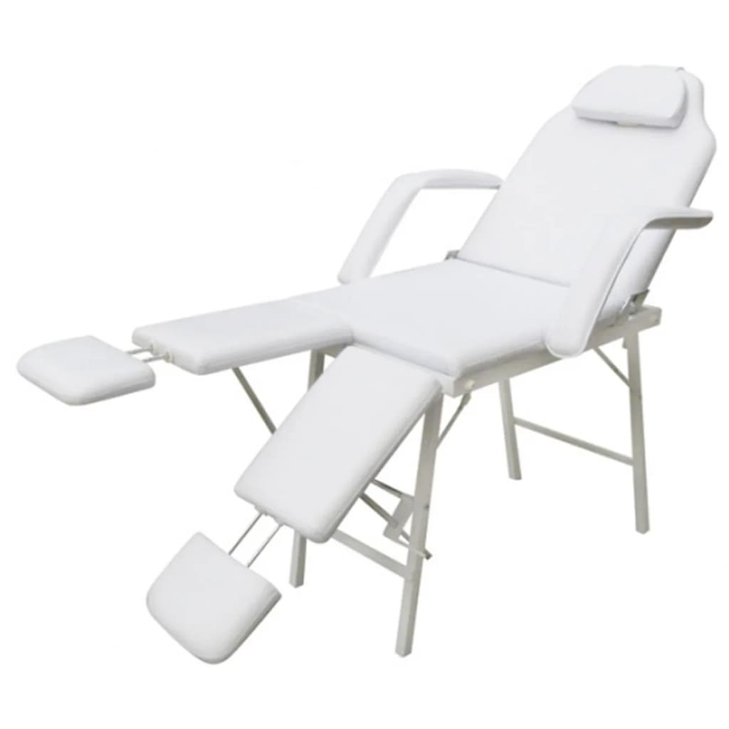 Kosmetikstuhl Tragbar Kunstleder 185×78×76 cm Weiß - Premium Massagestühle  - Just €290.25! Shop now at homesales4u