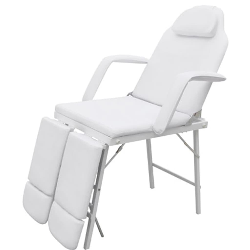 Kosmetikstuhl Tragbar Kunstleder 185×78×76 cm Weiß - Premium Massagestühle  - Just €290.25! Shop now at homesales4u