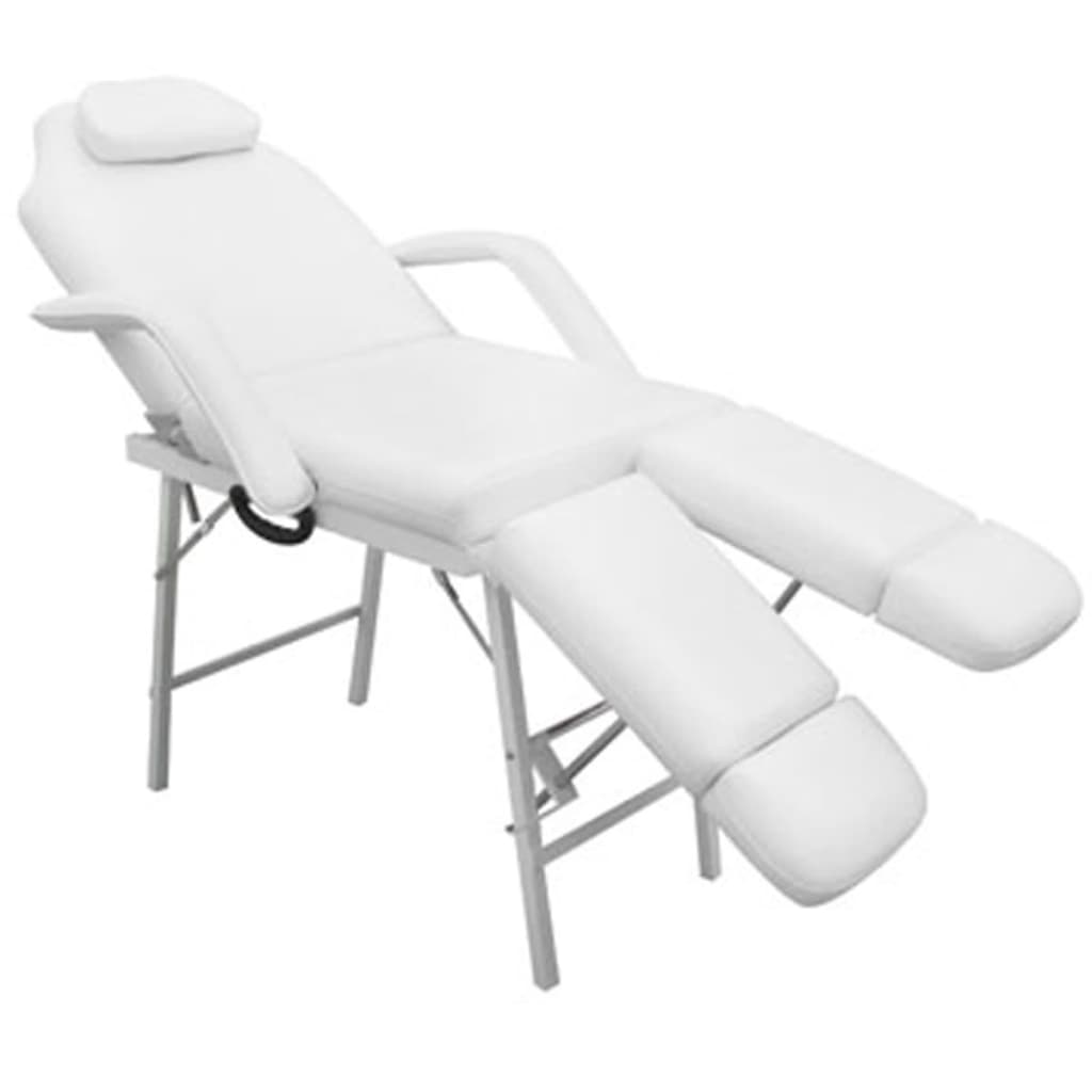 Kosmetikstuhl Tragbar Kunstleder 185×78×76 cm Weiß - Premium Massagestühle  - Just €290.25! Shop now at homesales4u
