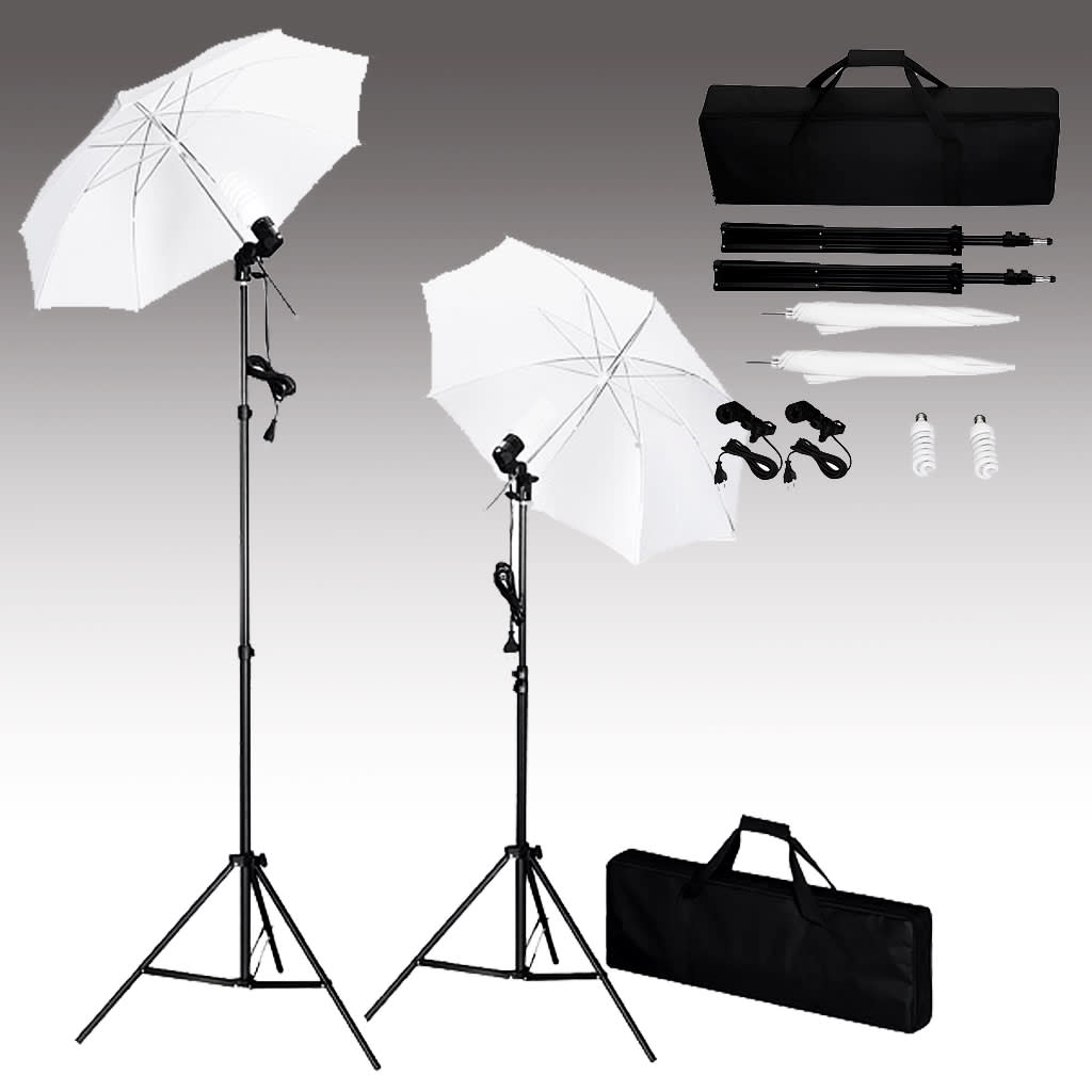 Studiobeleuchtung-Set mit Stative & Schirme - Premium Studioscheinwerfer & -blitzgeräte  - Just €72.03! Shop now at homesales4u