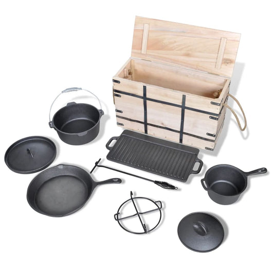 9-teiliges Set in Holzkiste Kochtopf-Set Töpfe Pfanne - Premium Schmortöpfe  - Just €160! Shop now at homesales4u