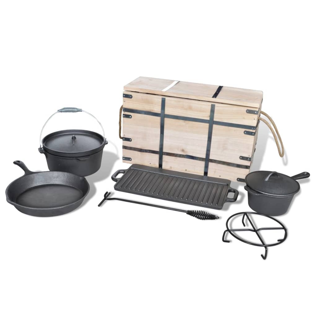 9-teiliges Set in Holzkiste Kochtopf-Set Töpfe Pfanne - Premium Schmortöpfe  - Just €160! Shop now at homesales4u