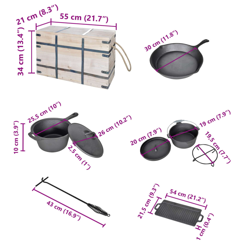 9-teiliges Set in Holzkiste Kochtopf-Set Töpfe Pfanne - Premium Schmortöpfe  - Just €160! Shop now at homesales4u