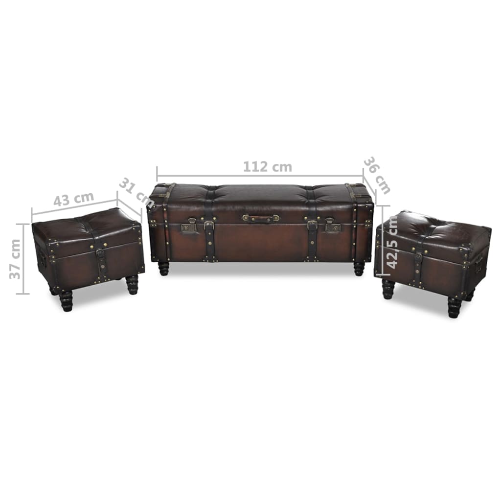 Sitztruhen-Set 3 Stk. Braun - Premium Truhen- & Flurbänke  - Just €328.31! Shop now at homesales4u