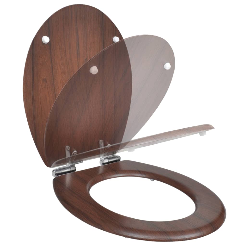 Toilettensitz MDF Deckel mit Absenkautomatik Design Braun - Premium Toilettensitze  - Just €69.49! Shop now at homesales4u