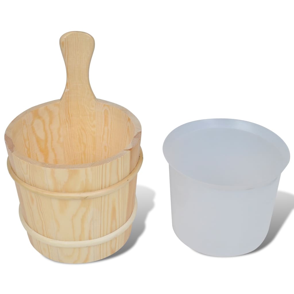 5-tlg. Saunazubehör mit Eimer Löffel Sanduhr Thermo-Hygrometer - Premium Sauna-Zubehör  - Just €66.30! Shop now at homesales4u