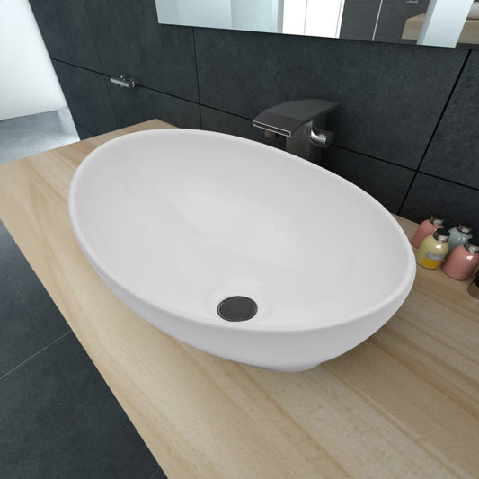 Luxus Keramik Waschbecken Oval Weiß 40 x 33 cm - Premium Badezimmer-Waschbecken  - Just €65.53! Shop now at homesales4u