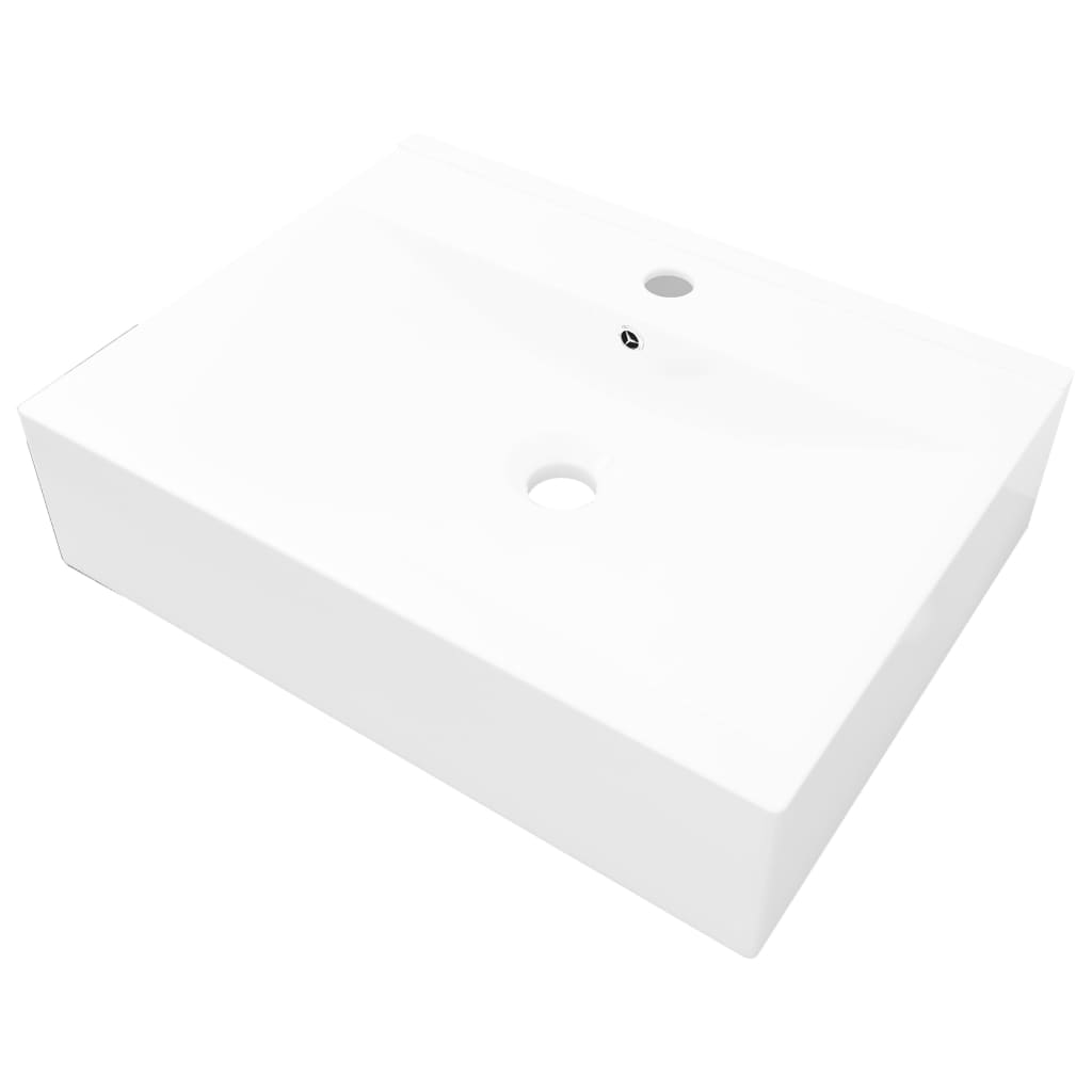 Luxus-Waschbecken Keramik Rechteckig Weiß mit Hahnloch 60x46 cm - Premium Badezimmer-Waschbecken  - Just €104.41! Shop now at homesales4u
