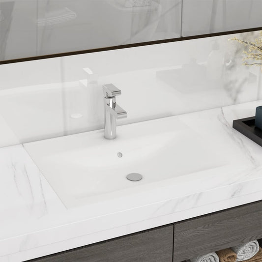 Luxus-Waschbecken Keramik Rechteckig Weiß mit Hahnloch 60x46 cm - Premium Badezimmer-Waschbecken  - Just €104.41! Shop now at homesales4u