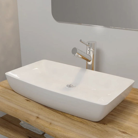 Keramik Waschtisch Waschbecken Rechteckig Weiß 71 x 39 cm - Premium Badezimmer-Waschbecken  - Just €128.86! Shop now at homesales4u