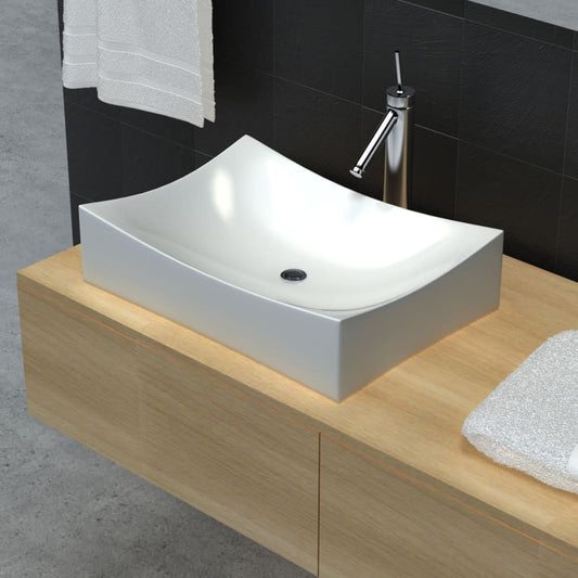 Keramik Porzellan Waschtisch Waschbecken Hochglanz Weiß - Premium Badezimmer-Waschbecken  - Just €93.83! Shop now at homesales4u