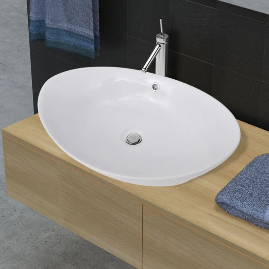 Keramik Waschbecken Keramikspülen Überlauf Oval 59 x 38,5 cm - Premium Badezimmer-Waschbecken  - Just €101.24! Shop now at homesales4u