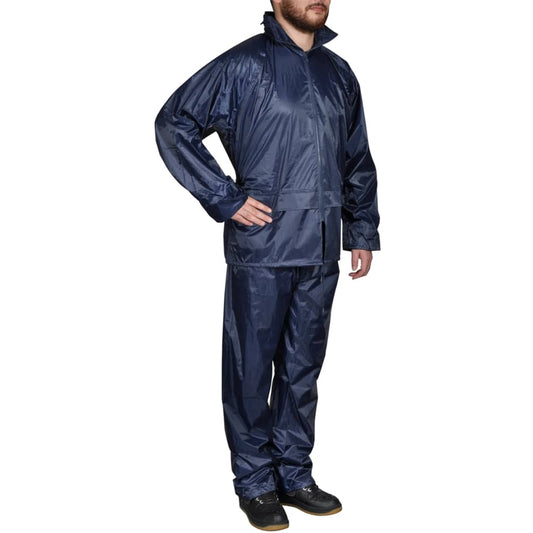 Blaue Regenbekleidung für Männer 2-teilig mit Kapuze Größe M - Premium Regenjacken & Regenponchos  - Just €33.29! Shop now at homesales4u