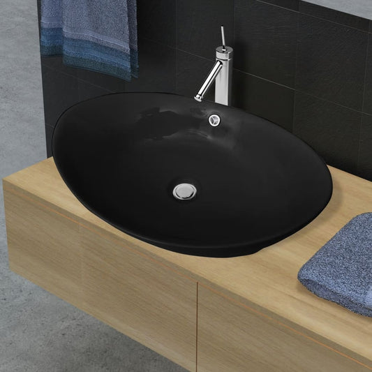 Luxuriöses Keramik Waschbecken Oval Schwarz - Premium Badezimmer-Waschbecken  - Just €101.06! Shop now at homesales4u