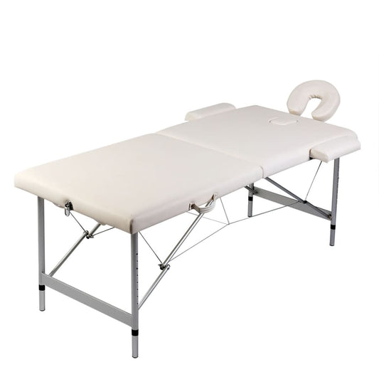 Massageliege Klappbar 2-Zonen mit Aluminiumgestell Cremeweiß - Premium Massagetische  - Just €222.99! Shop now at homesales4u