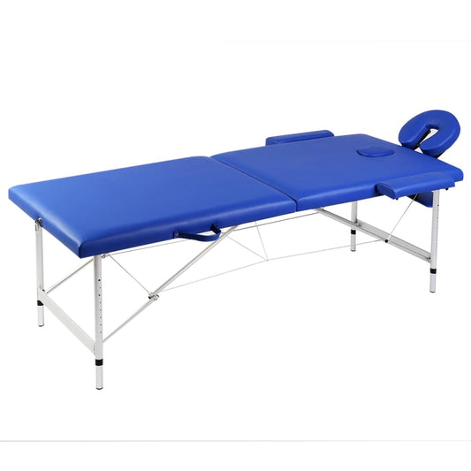 Massageliege Klappbar 2-Zonen mit Aluminiumgestell Blau - Premium Massagetische  - Just €205.70! Shop now at homesales4u
