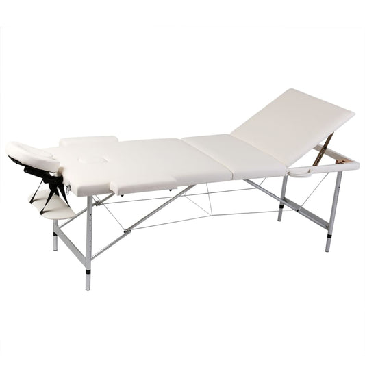 Massagetisch mit Aluminiumrahmen, faltbar 3 Zonen Creme-Weiß - Premium Massagetische  - Just €224.50! Shop now at homesales4u
