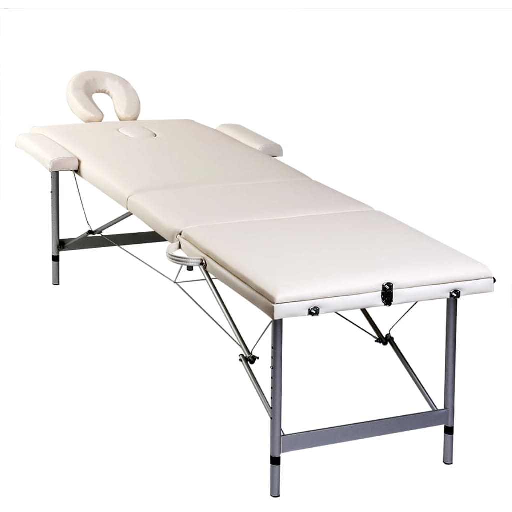 Massagetisch mit Aluminiumrahmen, faltbar 3 Zonen Creme-Weiß - Premium Massagetische  - Just €224.50! Shop now at homesales4u