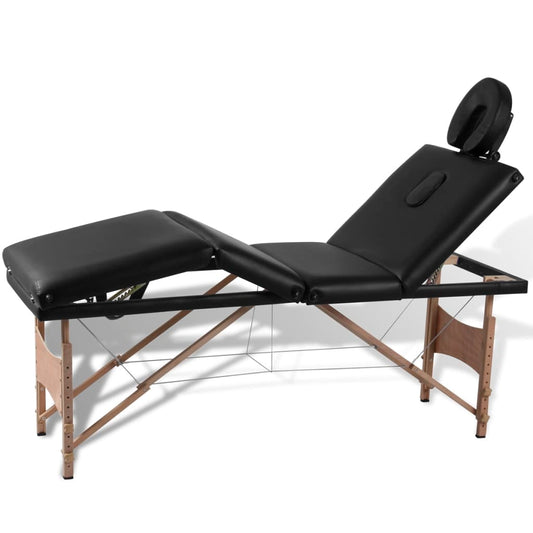 Massageliege Klappbar 4-Zonen mit Holzgestell Schwarz - Premium Massagetische  - Just €238.54! Shop now at homesales4u