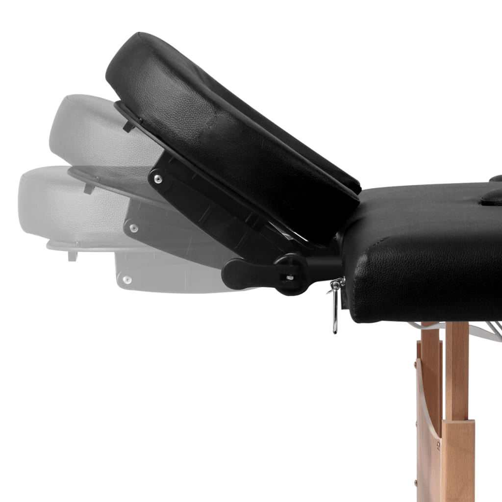 Massageliege Klappbar 4-Zonen mit Holzgestell Schwarz - Premium Massagetische  - Just €238.54! Shop now at homesales4u