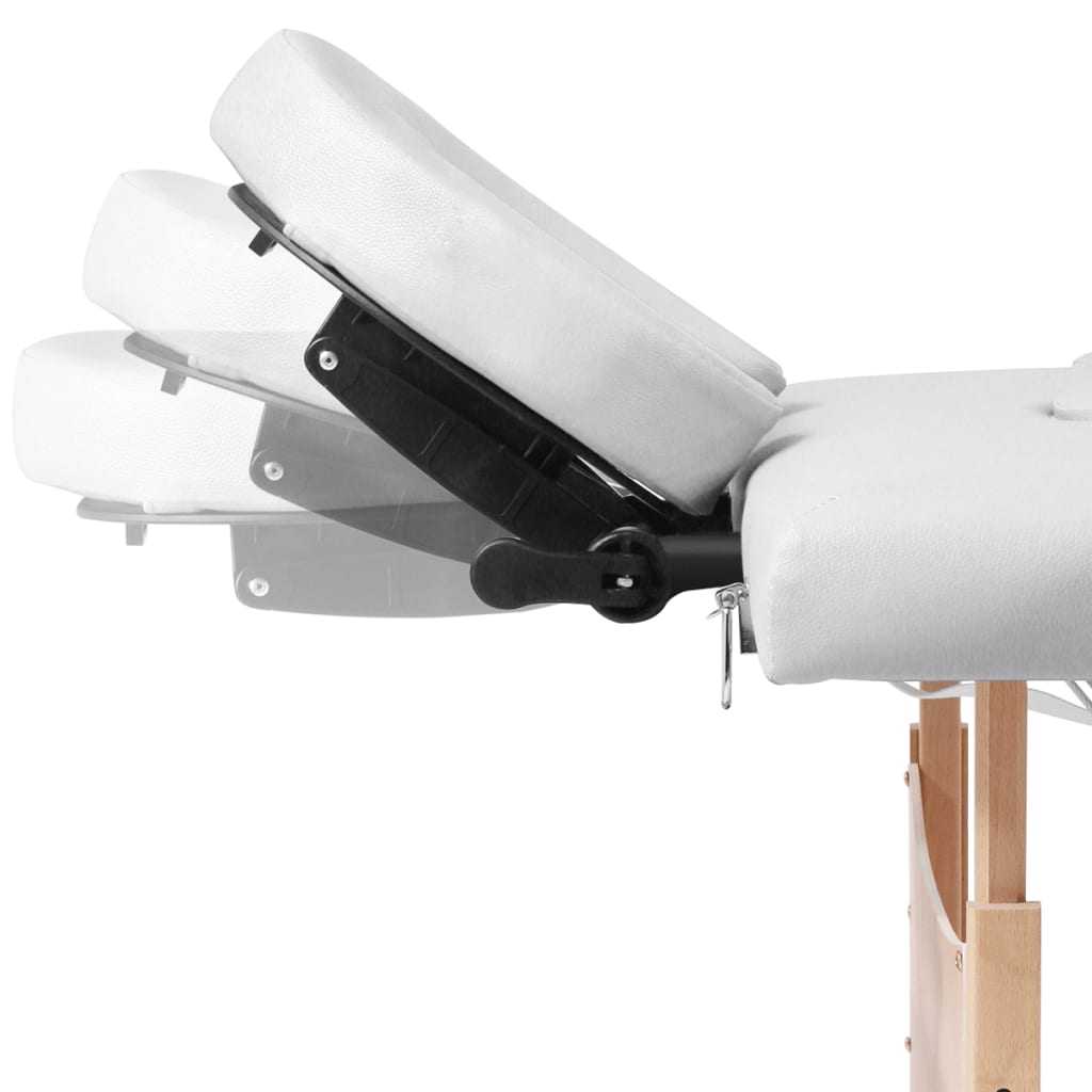 Massageliege Klappbar 4-Zonen mit Holzgestell Cremeweiß - Premium Massagetische  - Just €237.65! Shop now at homesales4u