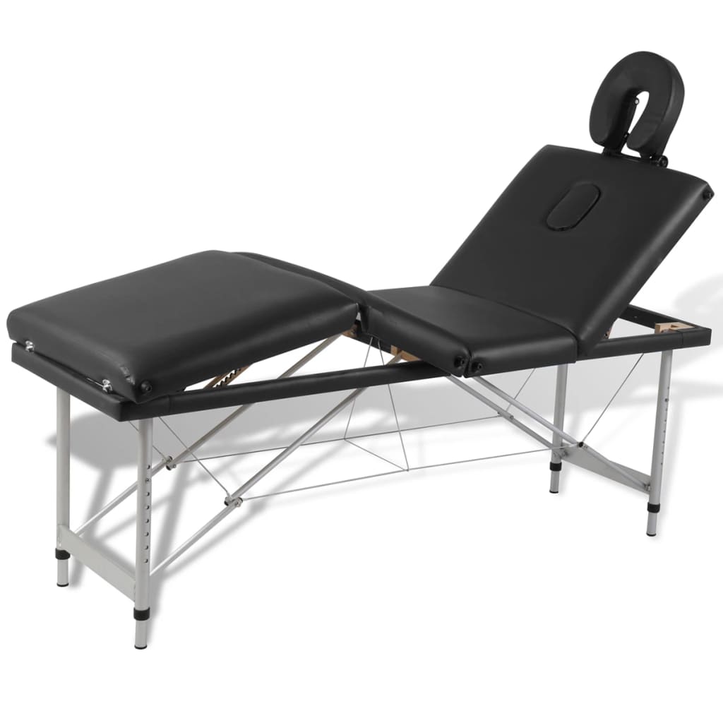 Massageliege Klappbar 4-Zonen mit Aluminiumgestell Schwarz - Premium Massagetische  - Just €255.17! Shop now at homesales4u