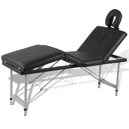 Massageliege Klappbar 4-Zonen mit Aluminiumgestell Schwarz - Premium Massagetische  - Just €255.17! Shop now at homesales4u