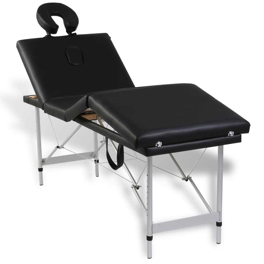 Massageliege Klappbar 4-Zonen mit Aluminiumgestell Schwarz - Premium Massagetische  - Just €255.17! Shop now at homesales4u