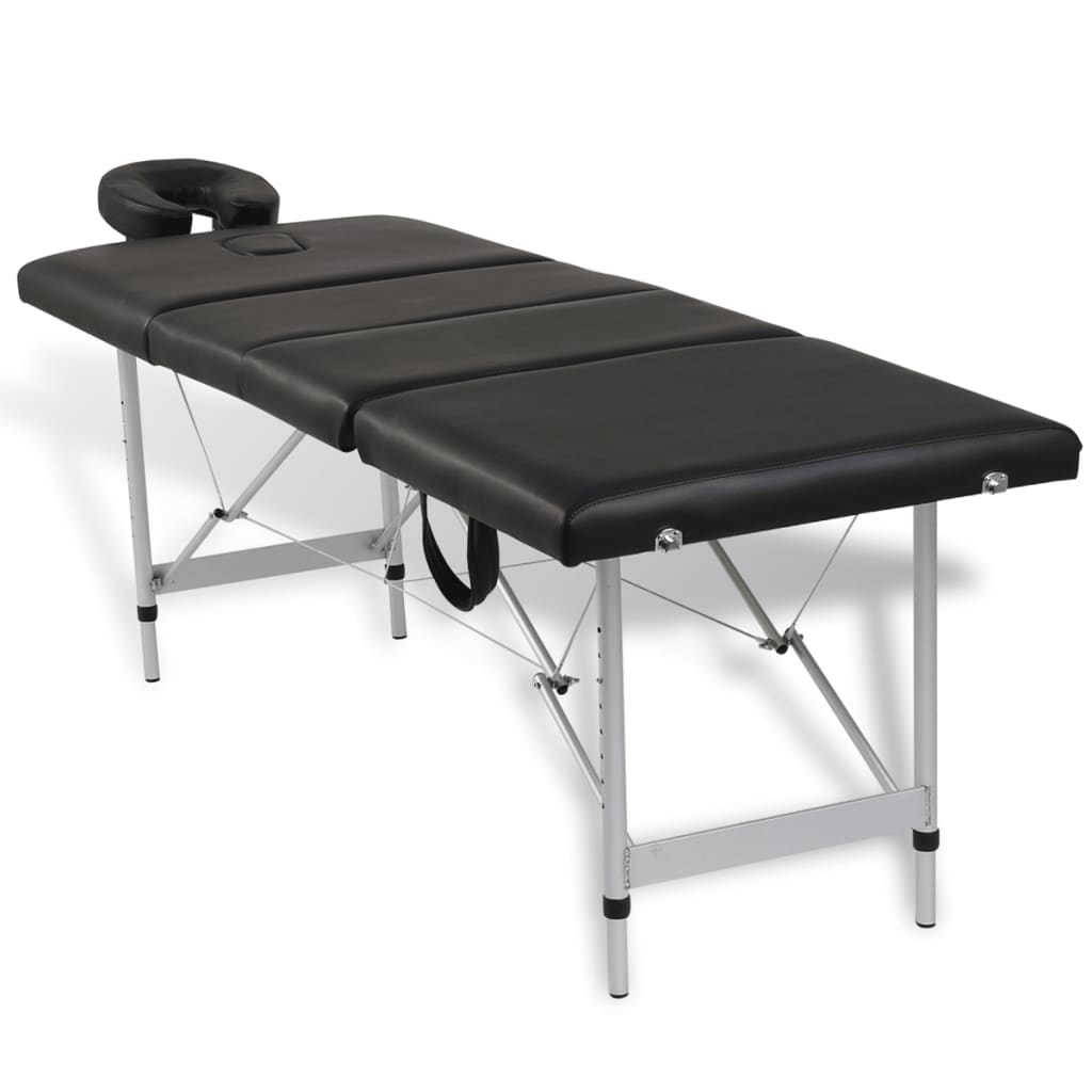Massageliege Klappbar 4-Zonen mit Aluminiumgestell Schwarz - Premium Massagetische  - Just €255.17! Shop now at homesales4u