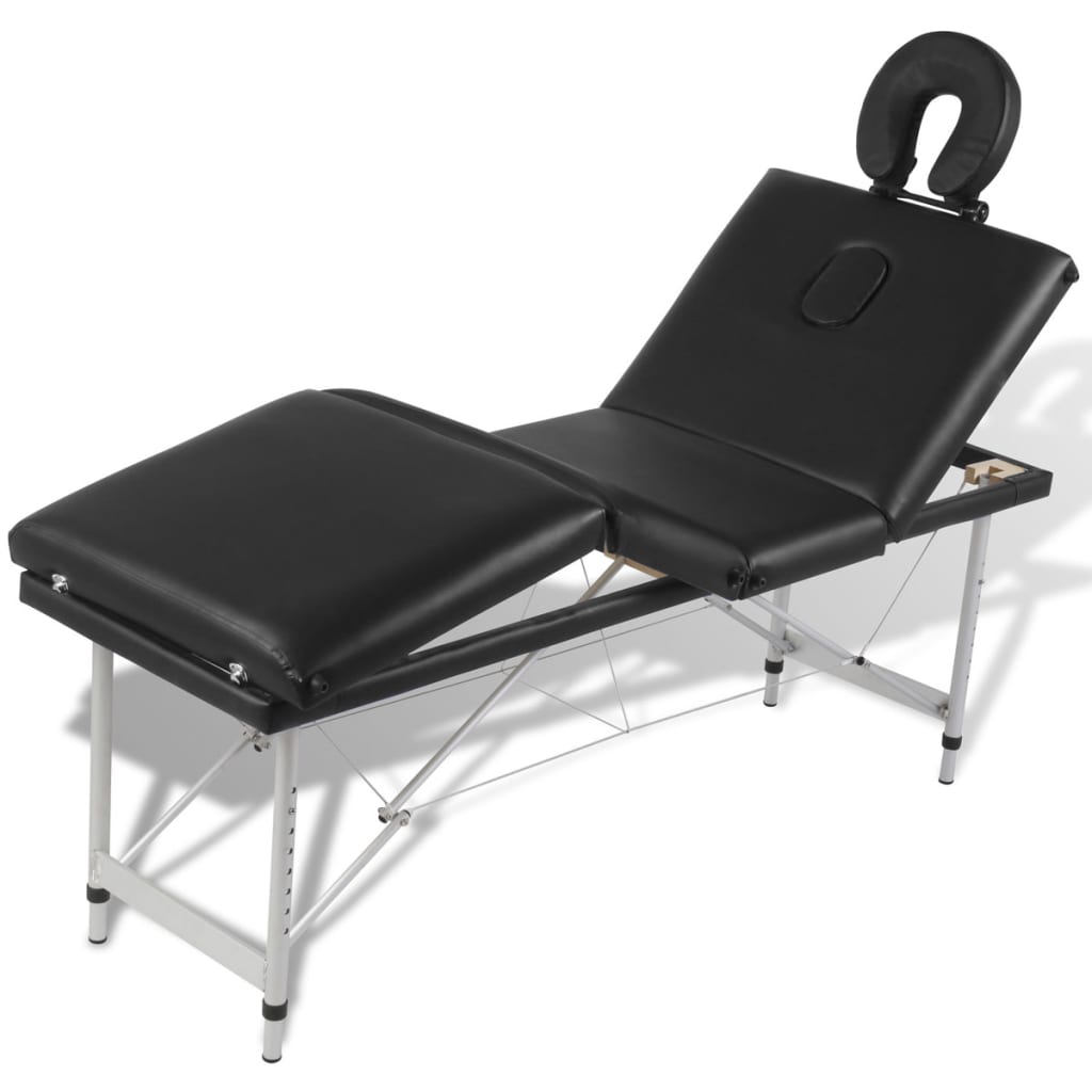 Massageliege Klappbar 4-Zonen mit Aluminiumgestell Schwarz - Premium Massagetische  - Just €255.17! Shop now at homesales4u