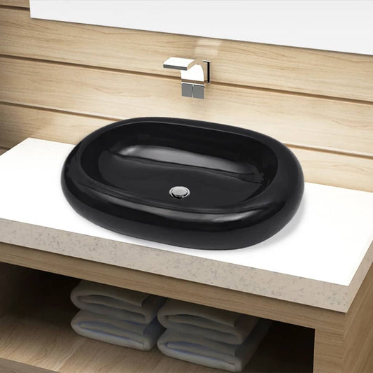 Keramik Waschbecken schwarz oval - Premium Badezimmer-Waschbecken  - Just €75.22! Shop now at homesales4u