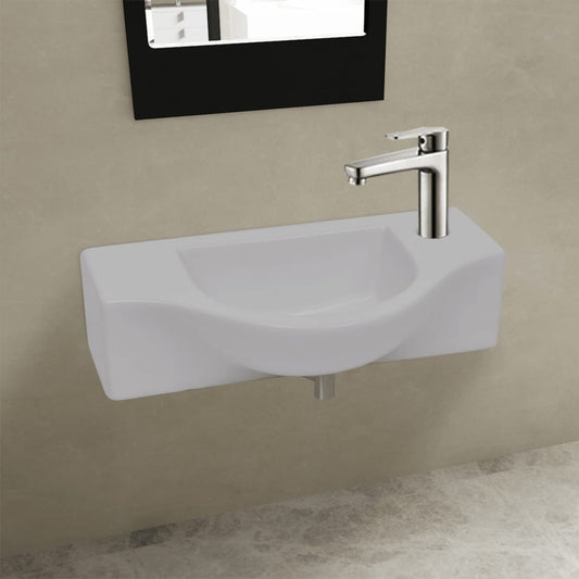 Keramik Waschbecken mit Hahnloch weiß - Premium Badezimmer-Waschbecken  - Just €79.67! Shop now at homesales4u