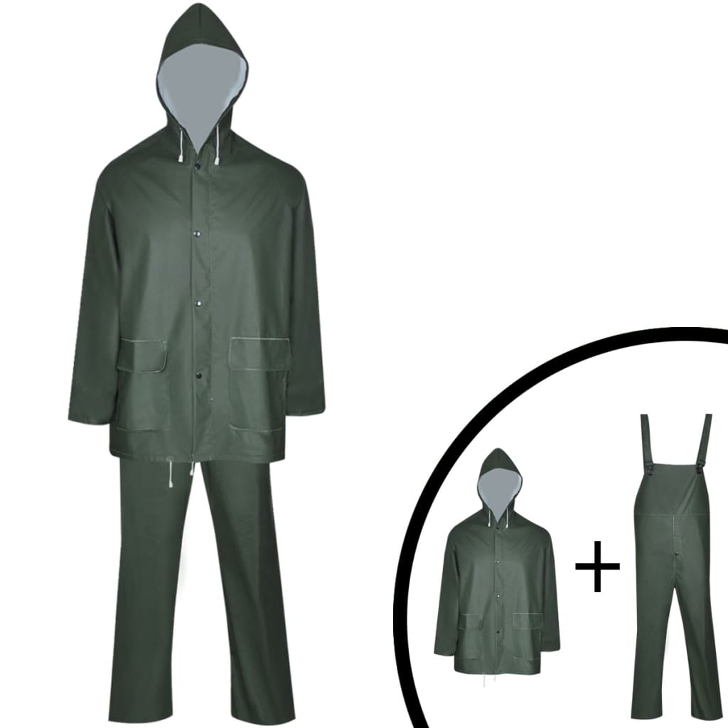2-tlg. Regenanzug Wasserdicht Strapazierfähig mit Kapuze Grün L - Premium Regenjacken & Regenponchos  - Just €41.37! Shop now at homesales4u