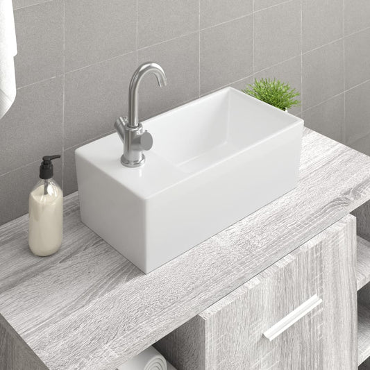Waschbecken Weiß 48x25x15 cm Keramik - Premium Badezimmer-Waschbecken  - Just €100.52! Shop now at homesales4u