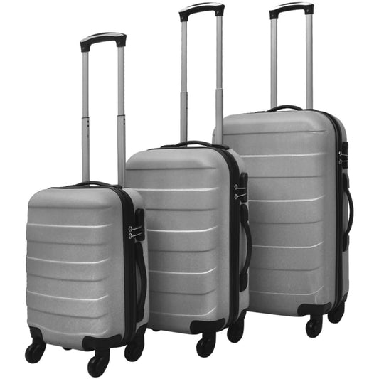 3-tlg. Hartschalenkoffer-Set Silbern 45,5/55/66 cm - Premium Reisekoffer  - Just €151.68! Shop now at homesales4u