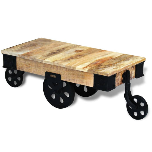 Couchtisch mit Rollen Raues Mangoholz - Premium Couchtische  - Just €344.11! Shop now at homesales4u